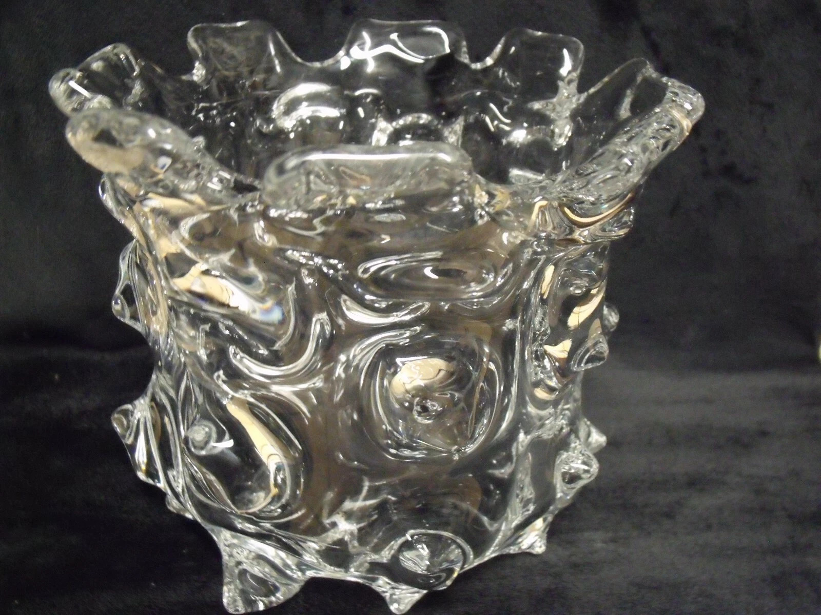 RARE MID CENTURY MODERN SCANDINAVIAN BUMPY BLOWN  CLEAR ART GLASS 6" VASE | eBay US