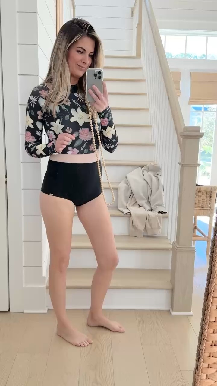 Rashguard swimsuit. I sized up one for length. I am 5’11”.  



#LTKOver40 #LTKSwim #LTKFindsUnder50