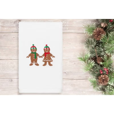 2pc Gingerbread Hand Towel Set White - Linum Home Textiles | Target