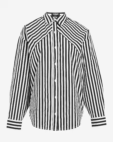 Poplin Striped Boyfriend Portofino Shirt | Express