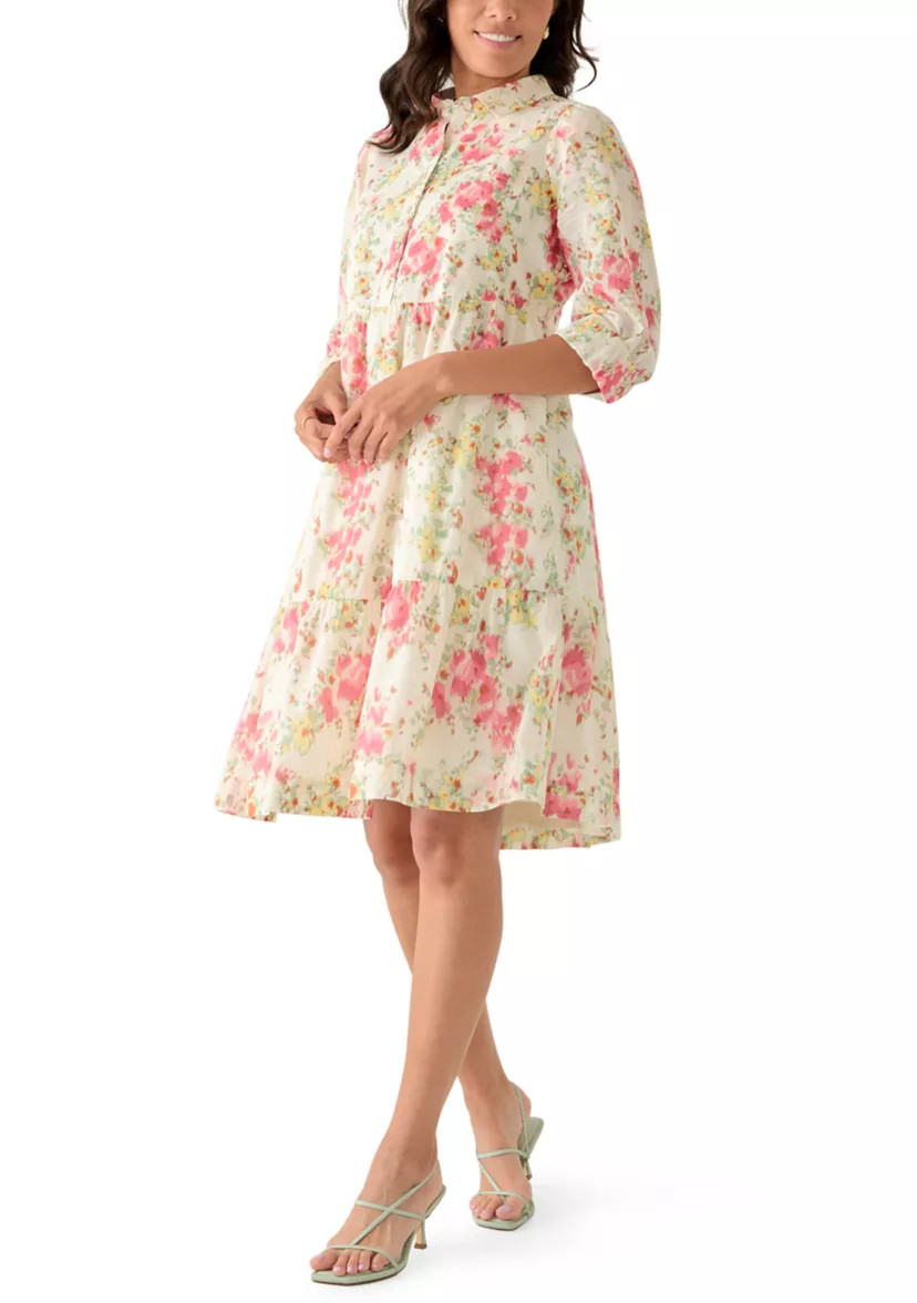 Women's Long Sleeve Mixed Print Shirtdress | Belk