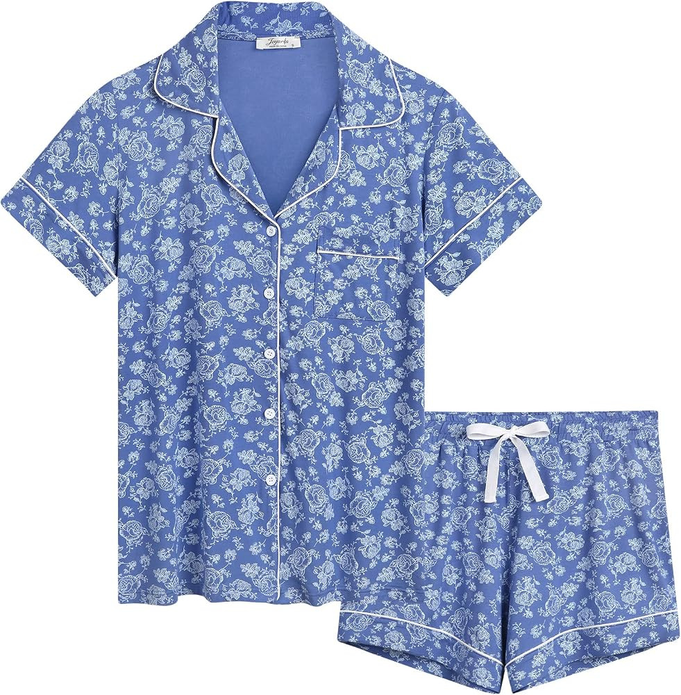 Joyaria Womens Viscose Pajama Button Down Short Sleeve Pj Set-Small-XXL | Amazon (US)