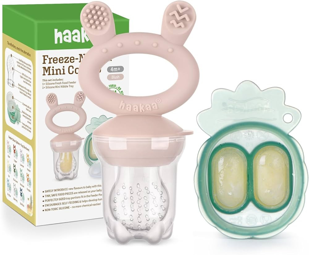 Haakaa Baby Fruit Food Feeder & Mini Freezer Nibble Tray Combo, Breastmilk Popsicle Molds for Bab... | Amazon (US)