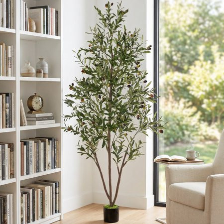 NOVAROOT 6FT Artificial Olive Tree Tall Faux Potted Olive Tree with Lifelike Fruits - Lush Faux Potted Plant for Home/Office Decor Indoor Ourdoor | Walmart (US)
