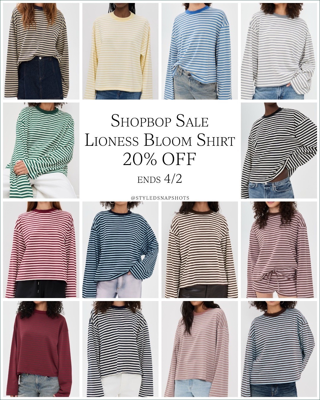 Lioness striped tee 20% off during the Shopbop sale - ends tonight!! I went tts/small, but go down 1 size if you prefer less oversized 

#LTKSaleAlert