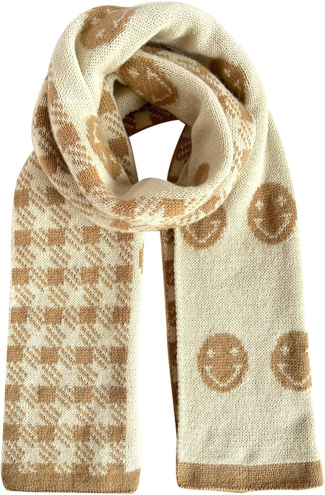 K.E.J. Smile Pattern Winter Scarf Women's Long Plaid Blanket Chunky Winter Fall Warm Scarf Imitat... | Amazon (US)