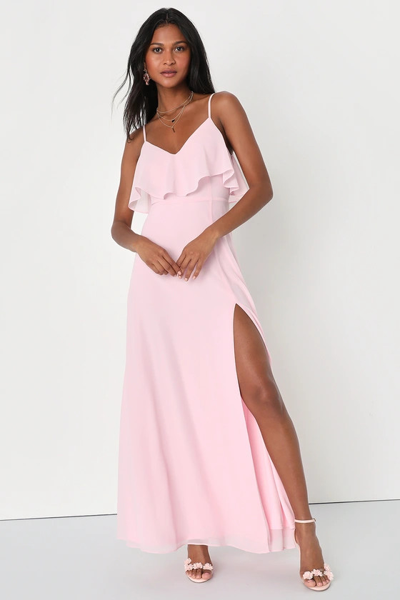 Devoted to Beauty Blush Pink Tiered Sleeveless Maxi Dress | Lulus (US)