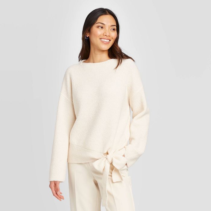 Women's Crewneck Tie-Hem Pullover Sweater - A New Day™ | Target