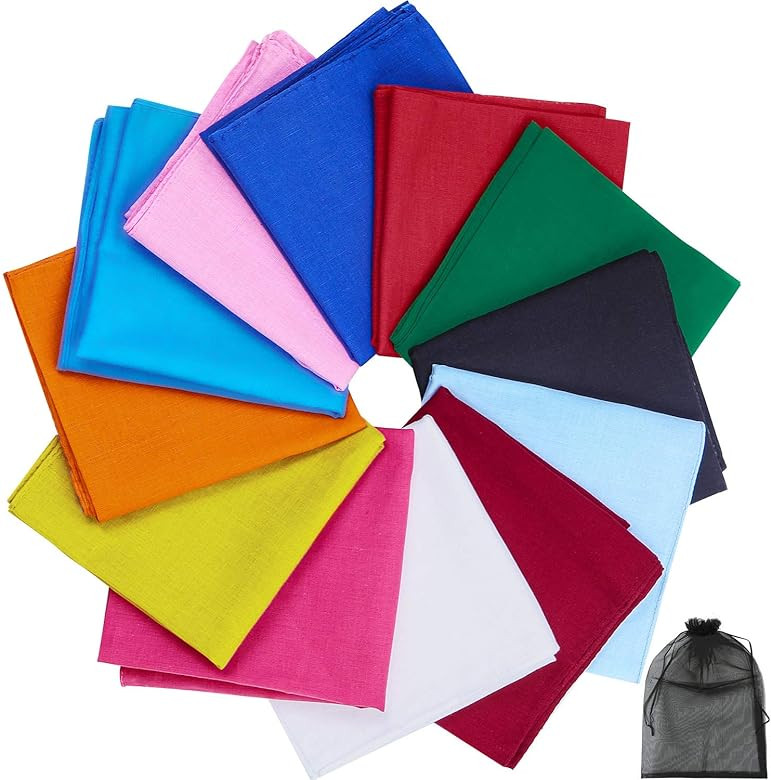 URATOT 12 Pieces Solid Colors Cotton Bandana Handkerchiefs Multifunction Headbands, Assorted 12 C... | Amazon (US)