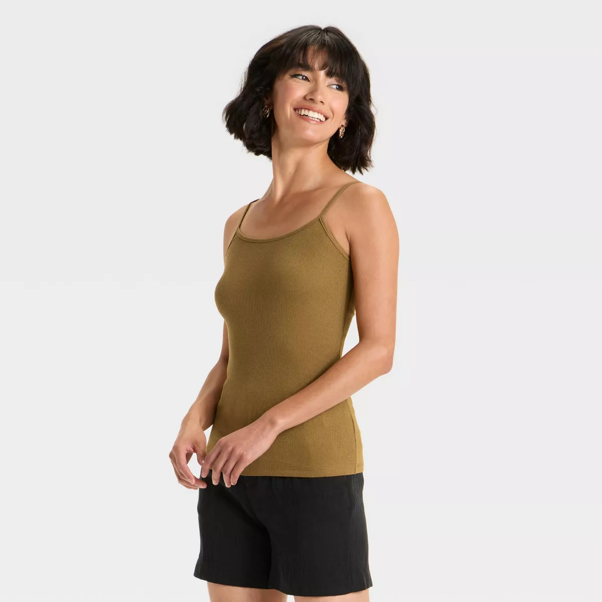 Women's Slim Fit Ribbed Cami - A New Day™ Brown S | Target