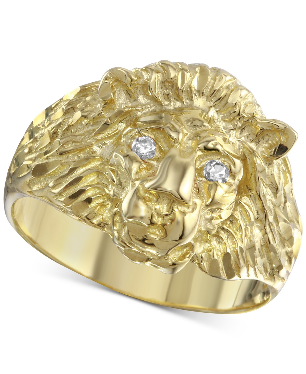 Diamond Accent Lion Ring in 10k Gold - Yellow gold | Macy's