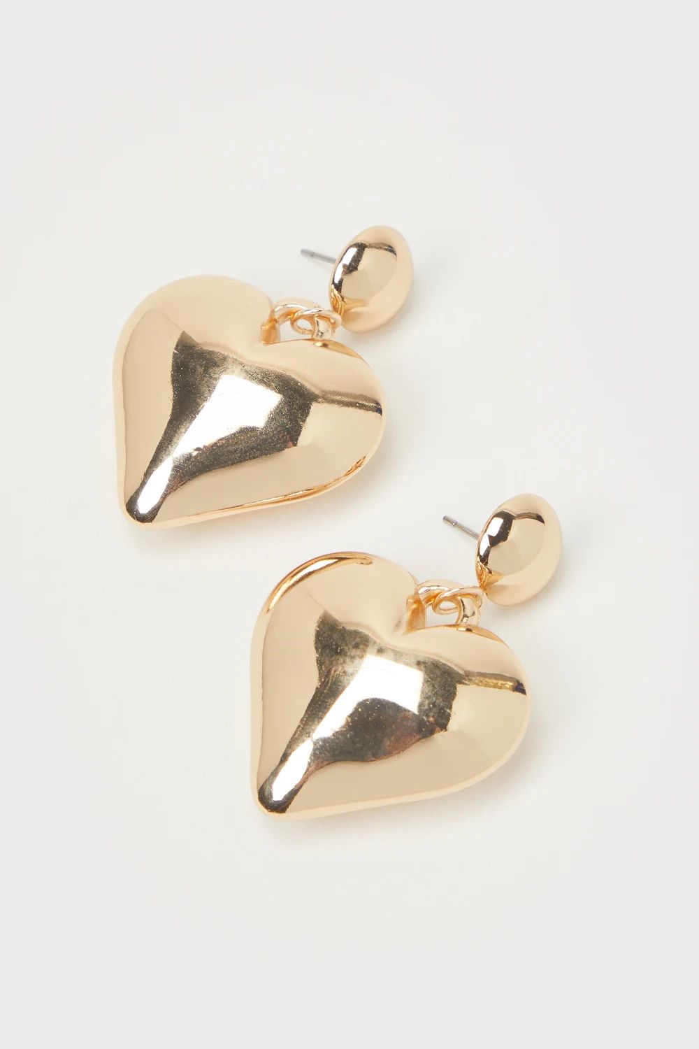 Adorable Love Gold Puffy Heart Statement Earrings | Lulus