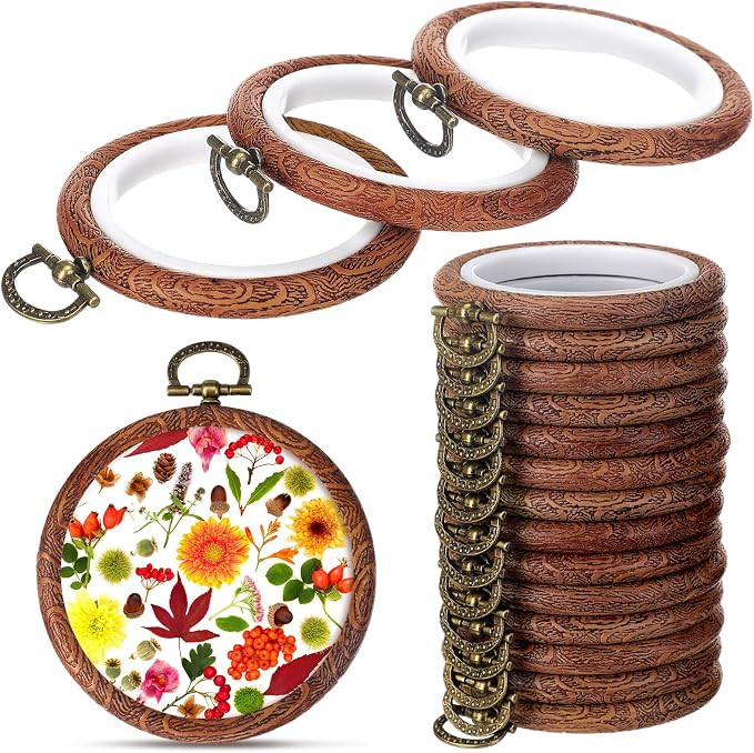 Burbell 15 Pcs 2.4 Inch Fall Round Embroidery Hoops Frame Circle Rubber Hoops Ring Display Cross ... | Amazon (US)