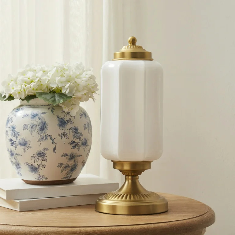 My Texas House 15" Brass Glass Shade Table Lamp | Walmart (US)