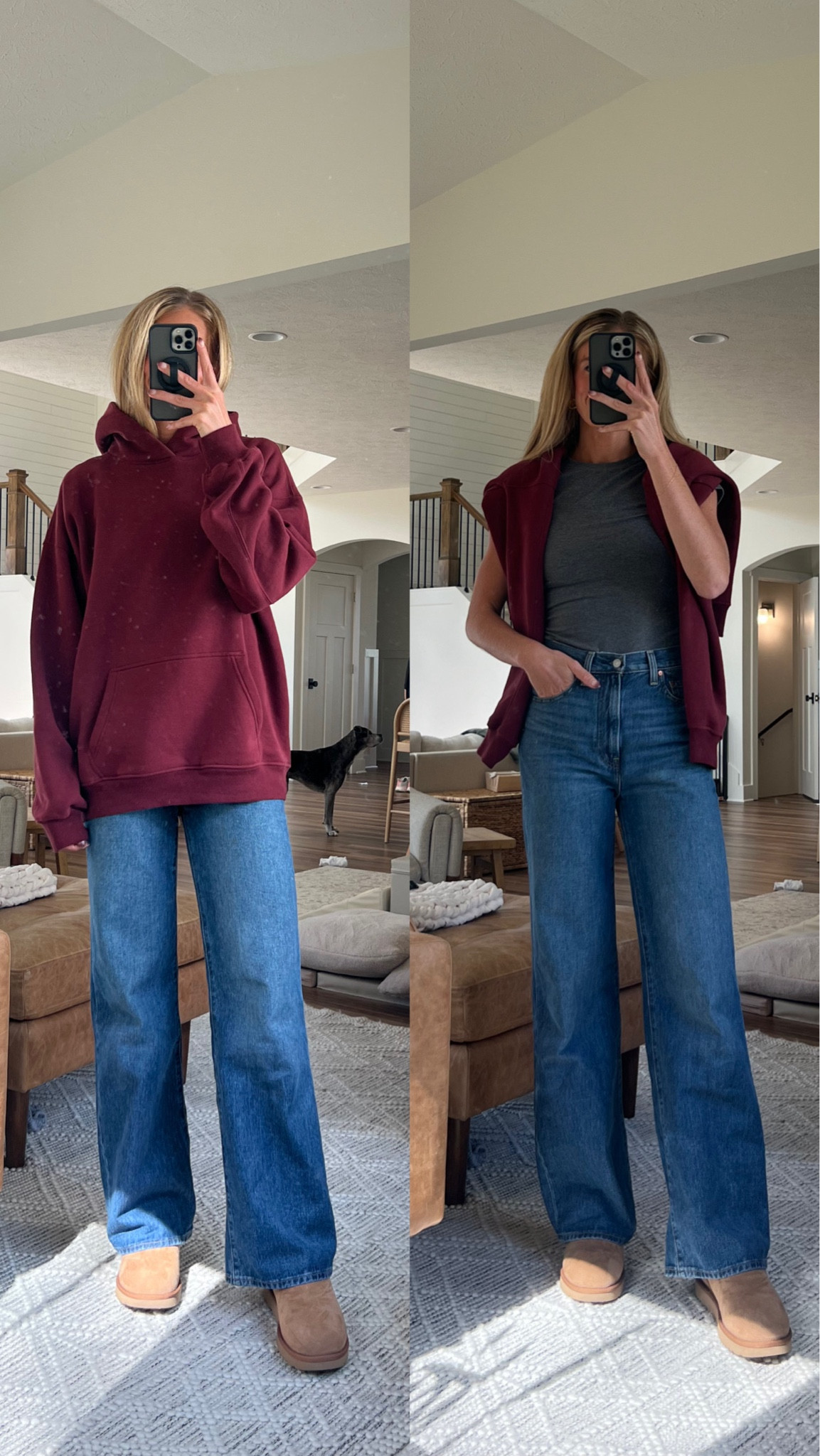 Sizing
Medium tall in hoodie - runs oversized 
Jeans run tts (/7x34)
Small in top
