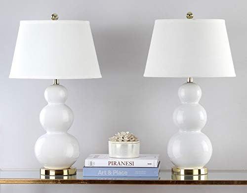 Safavieh Lighting Collection Pamela White Triple Gourd Ceramic 27-inch Bedroom Living Room Home Offi | Amazon (US)