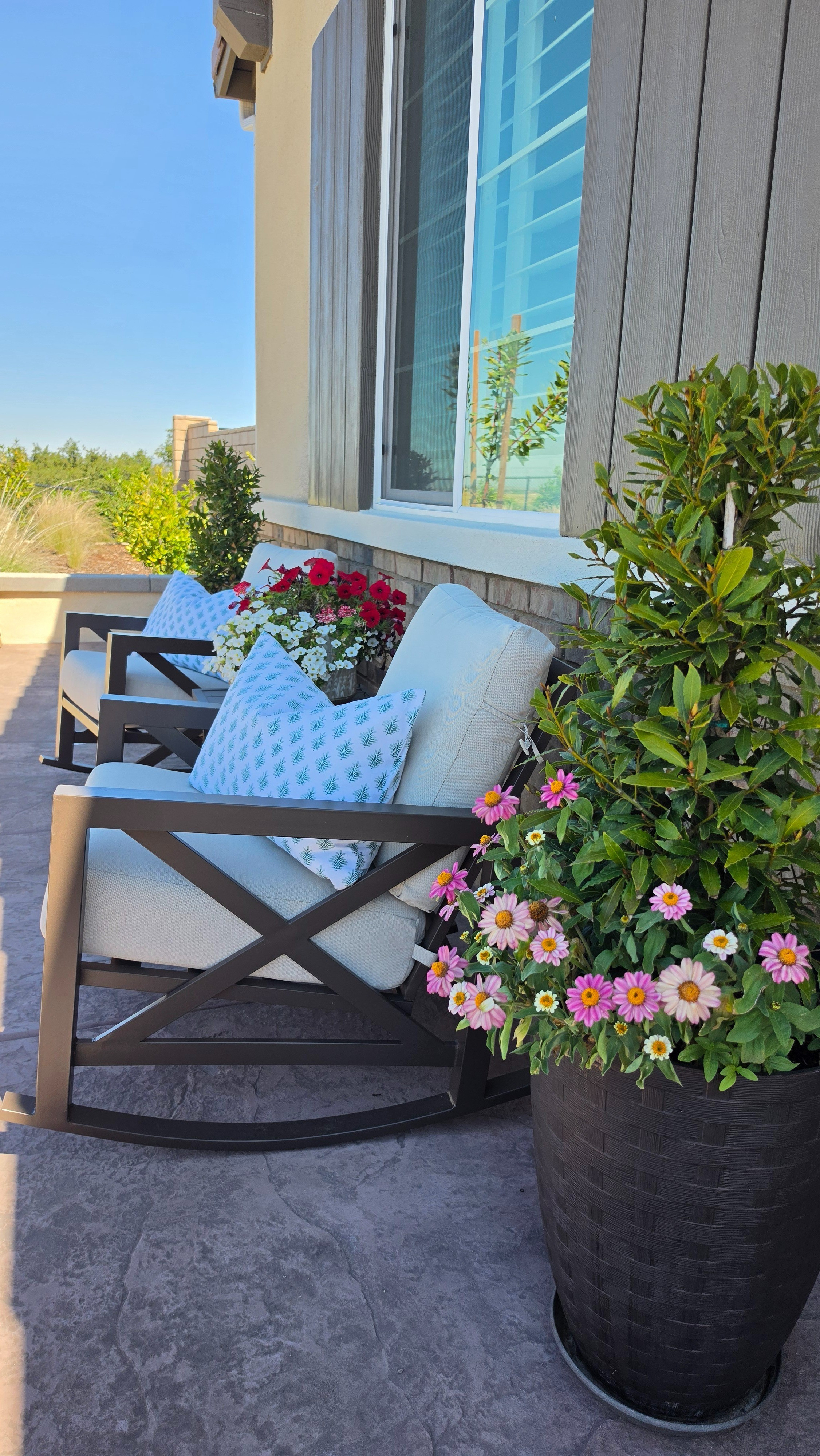 Outdoor set of rocking chairs with table! I love these, the cushions are fabulous, spot clean, and comfortable.#outdoorfurniture#patiostyle#Amazonfavorite

#LTKHome