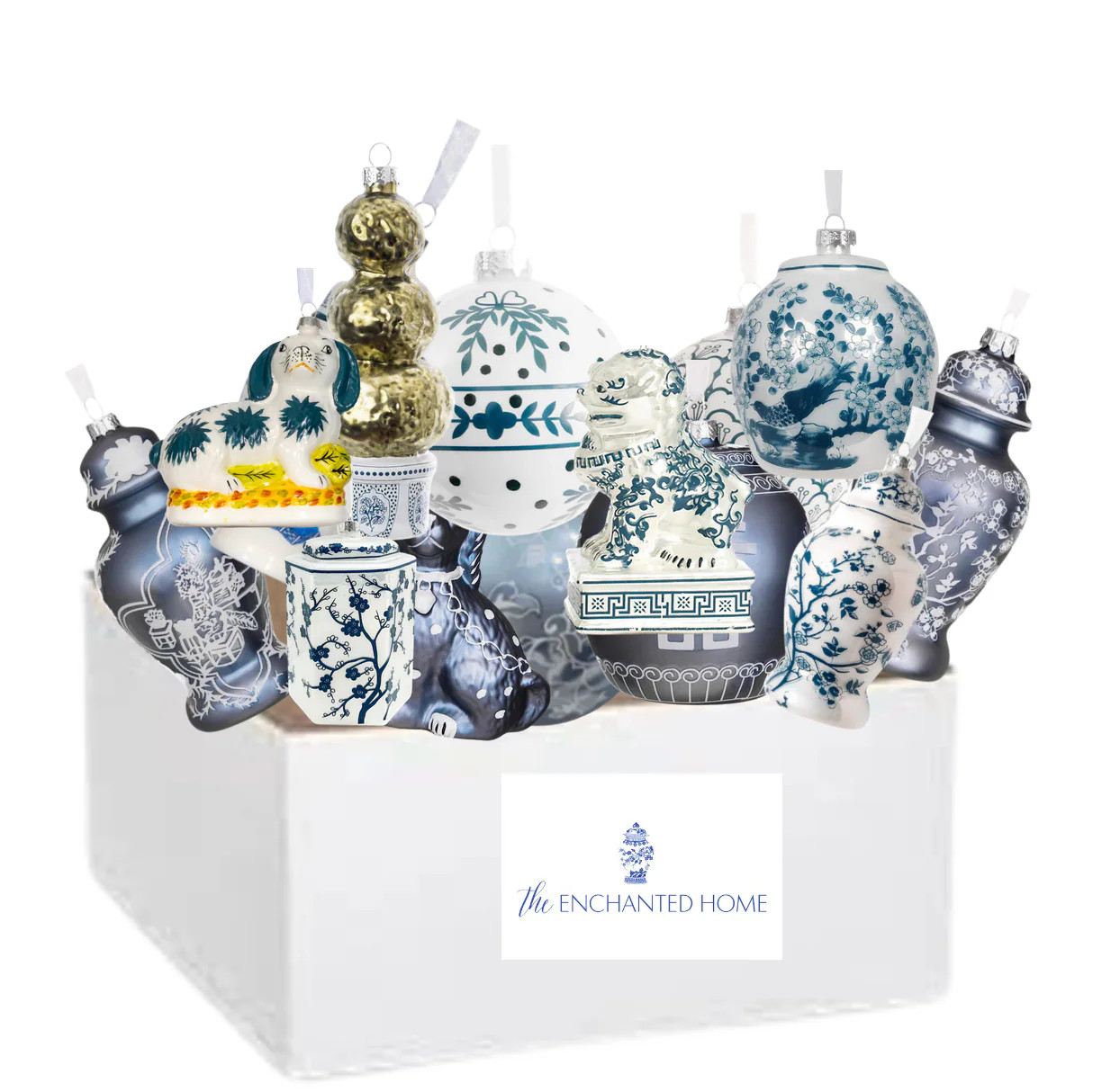 Grab bag of 20 ornaments (softer blues and white) | The Enchanted Home
