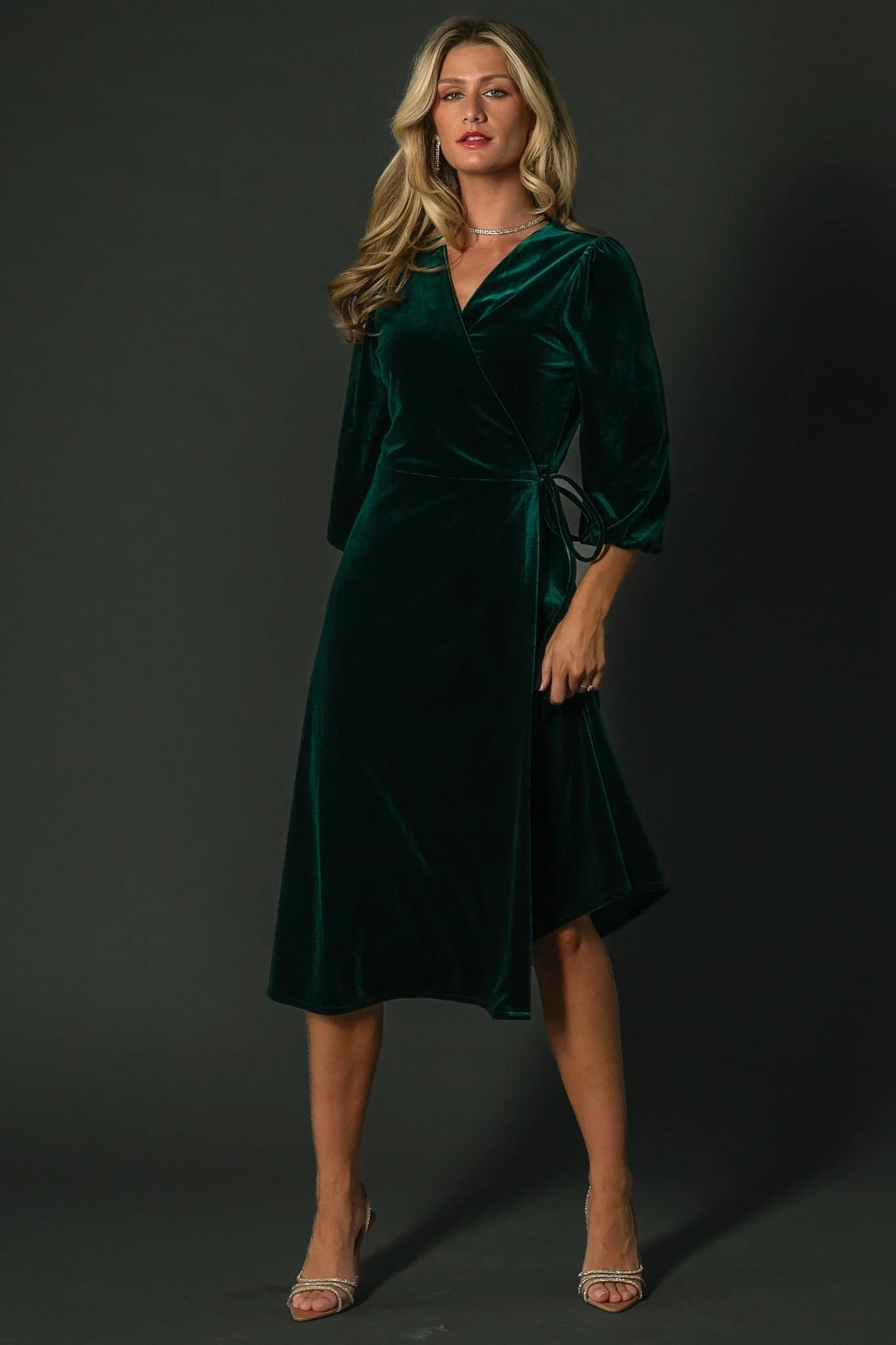 Beckinsale Velvet Wrap Dress | Dark Green | Baltic Born
