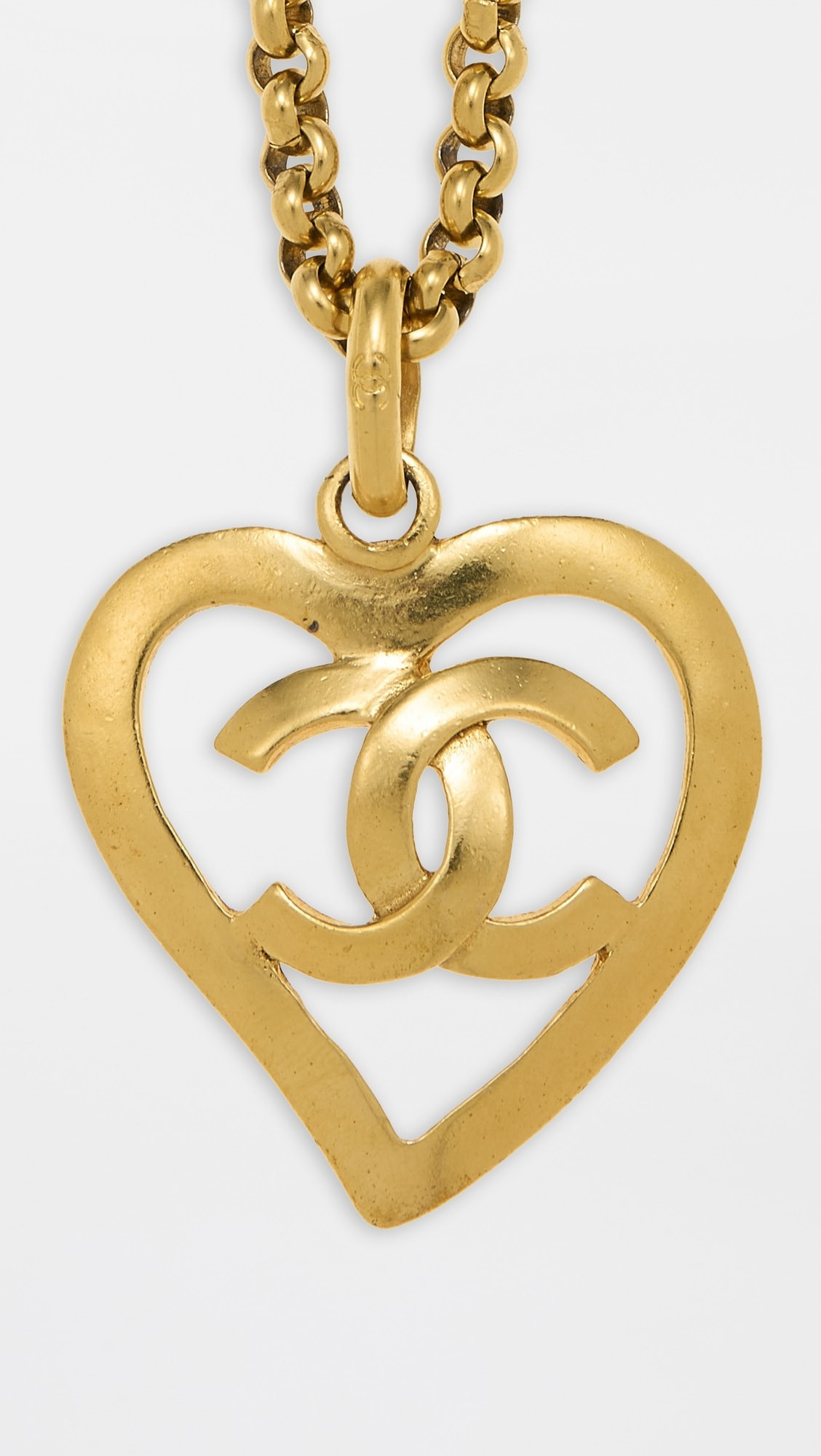 Chanel Gold CC Open Heart Necklace | Shopbop