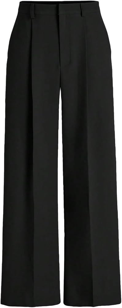 MakeMeChic Women's Plaid Dressy Pants Casual Wide Leg Pants Tweed High Waisted Trousers | Amazon (US)