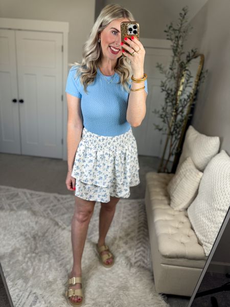 Weekend Walmart Wins try on
Textured tee- medium 
Floral mini skirt- large [juniors line, I sized up for more length]

#LTKfindsunder50 #LTKSeasonal #LTKstyletip