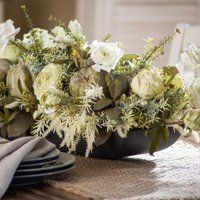 Green Peony, Ranunculus With Cream Lisianthus, Sage Pumpkin Neutral Fall Floral Centerpiece Arrangem | Etsy (US)