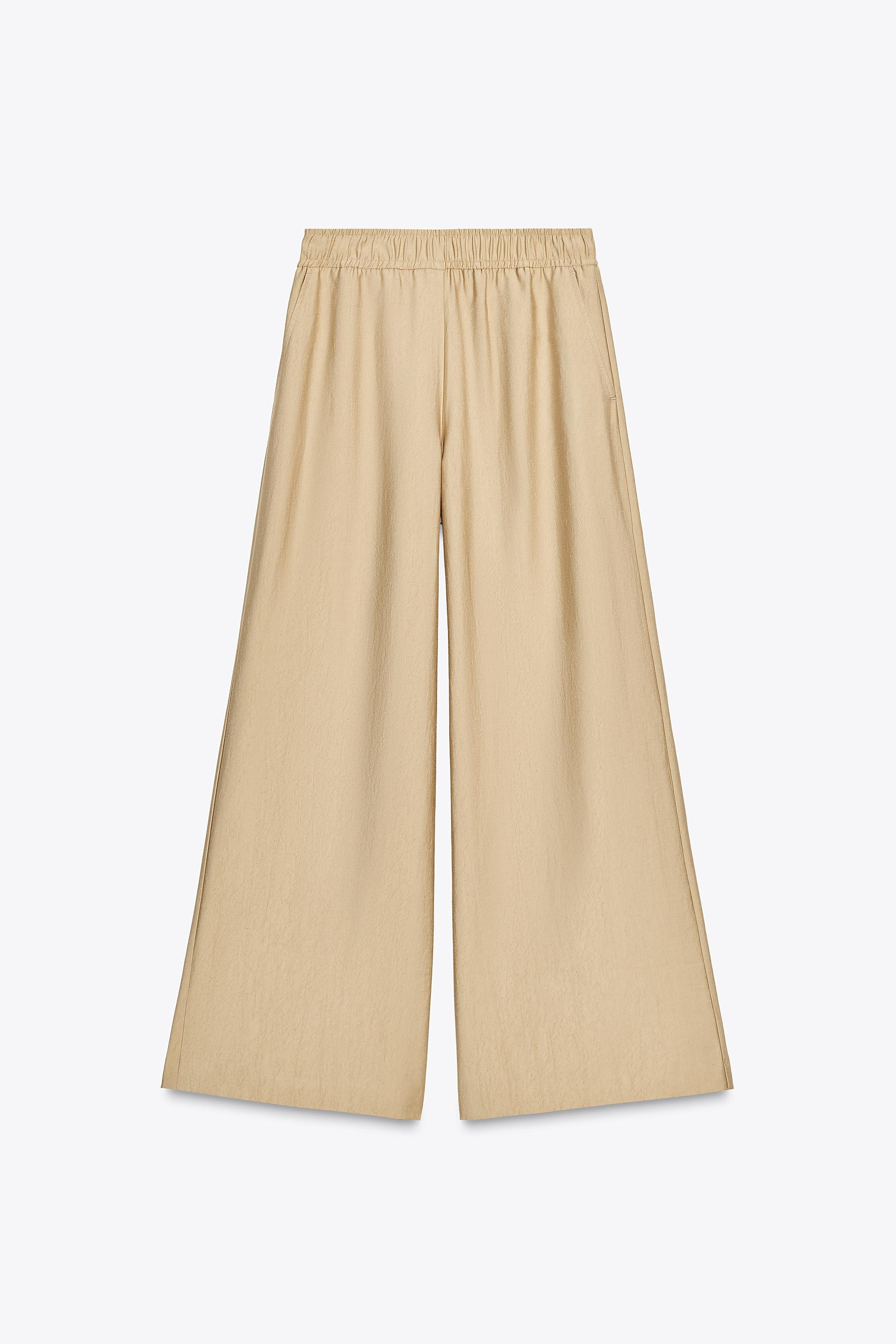 ELASTIC WAIST WIDE LEG PANTS | Zara US