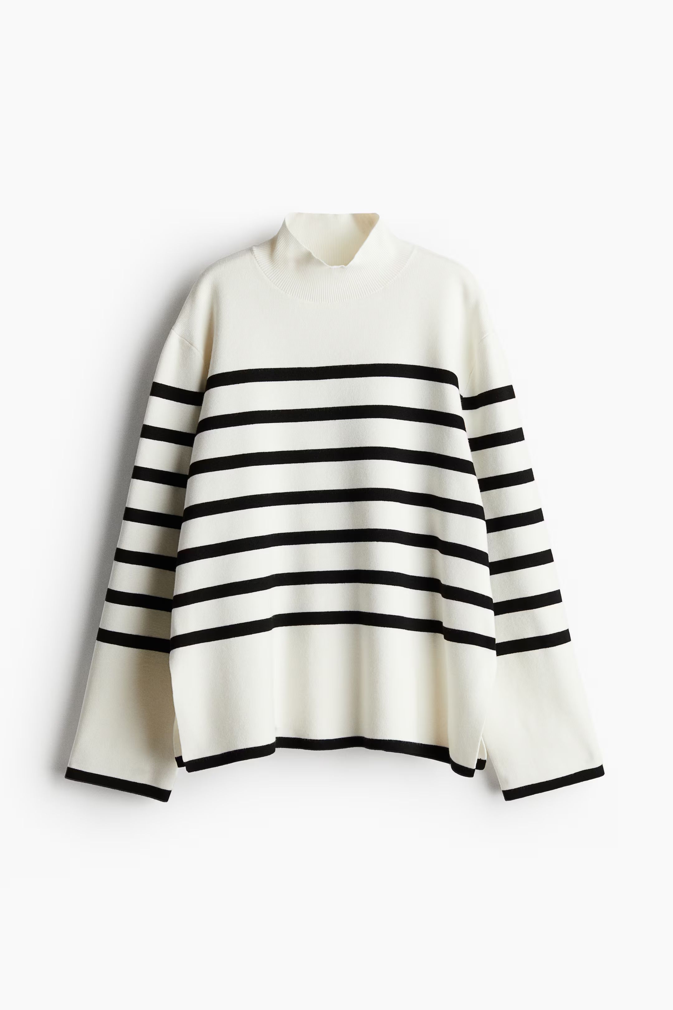 Mock Turtleneck Sweater - Mock Turtleneck - Long sleeve - White/striped - Ladies | H&M US | H&M (US + CA)