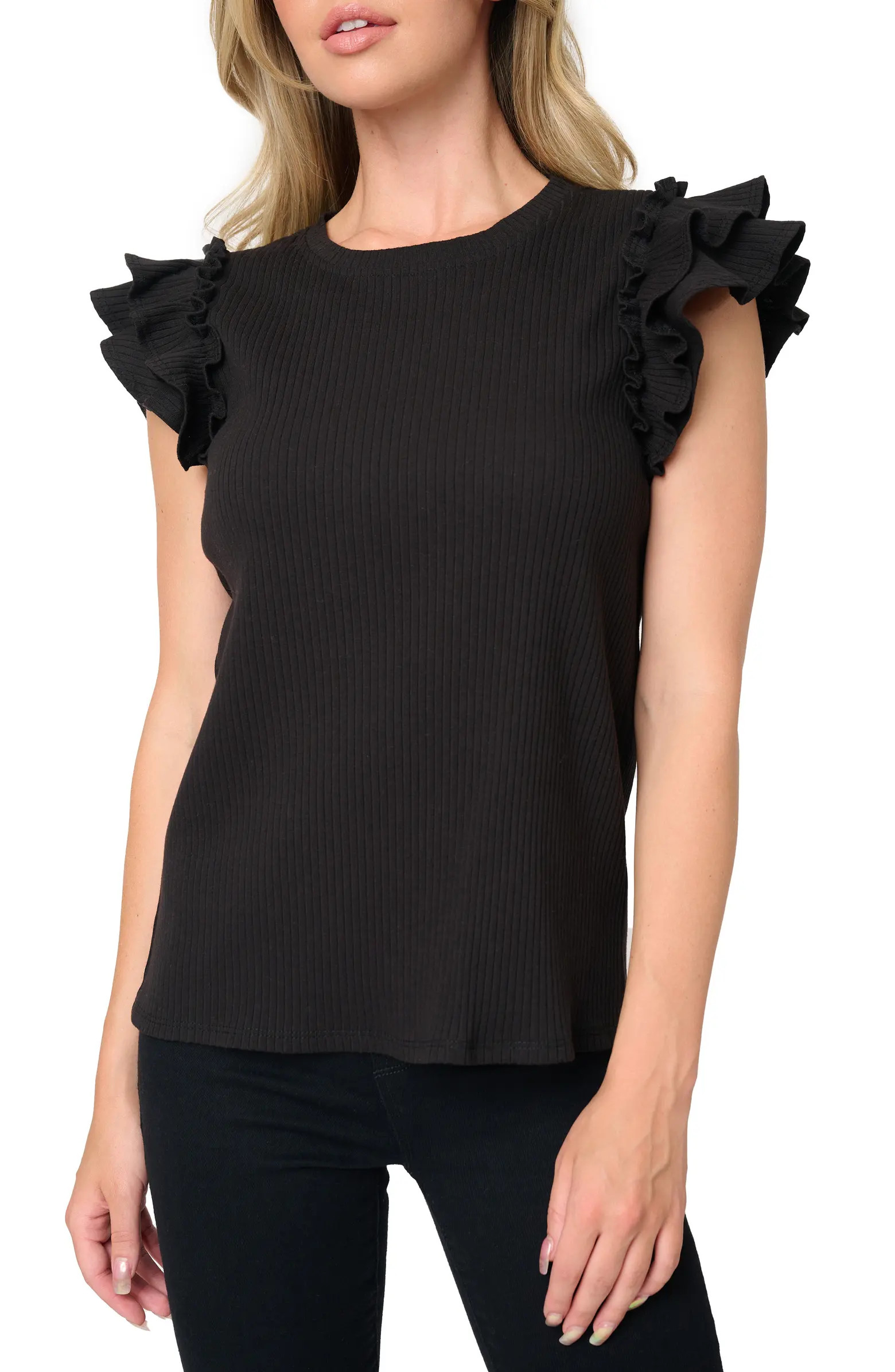 GIBSONLOOK Flutter Sleeve Rib Top | Nordstrom | Nordstrom