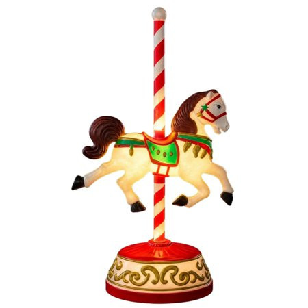 Lighted Blow Mold Carousel Horse Christmas Decor, 7.87 Inch Vintage Lit Horse Figurine with Candy Cane Pole, Retro Tabletop Holiday Statue for Mantel, Shelf and Home | Walmart (US)