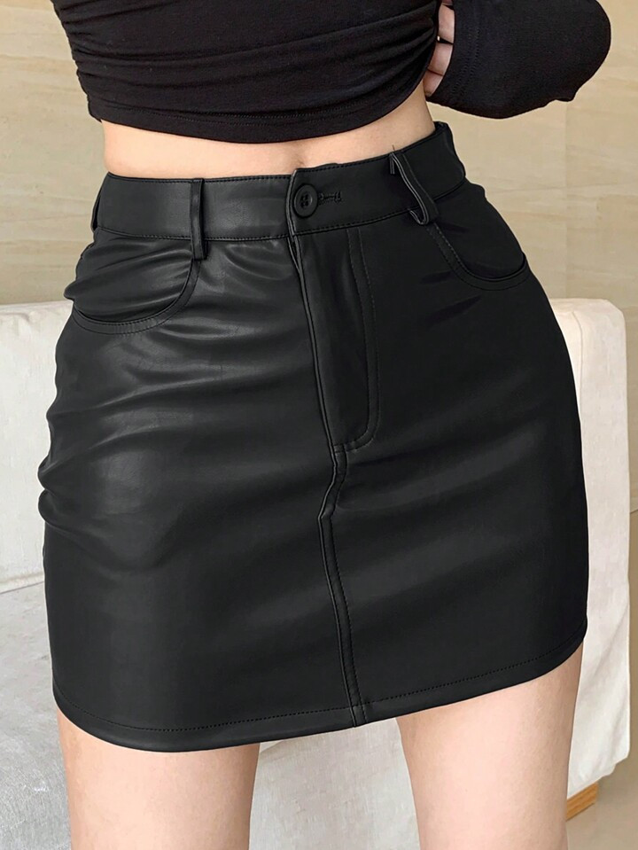 DAZY Women'S Short Pu Leather Skirt | SHEIN