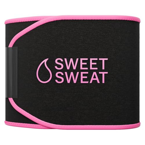 Sports Research Sweet Sweat Waist Trimmer (Core Series) - Premium Sweat Enhancing Fitness Band for Women & Men - Adjustable Fit · Latex-Free Neoprene - Pink Logo, Medium | Amazon (US)