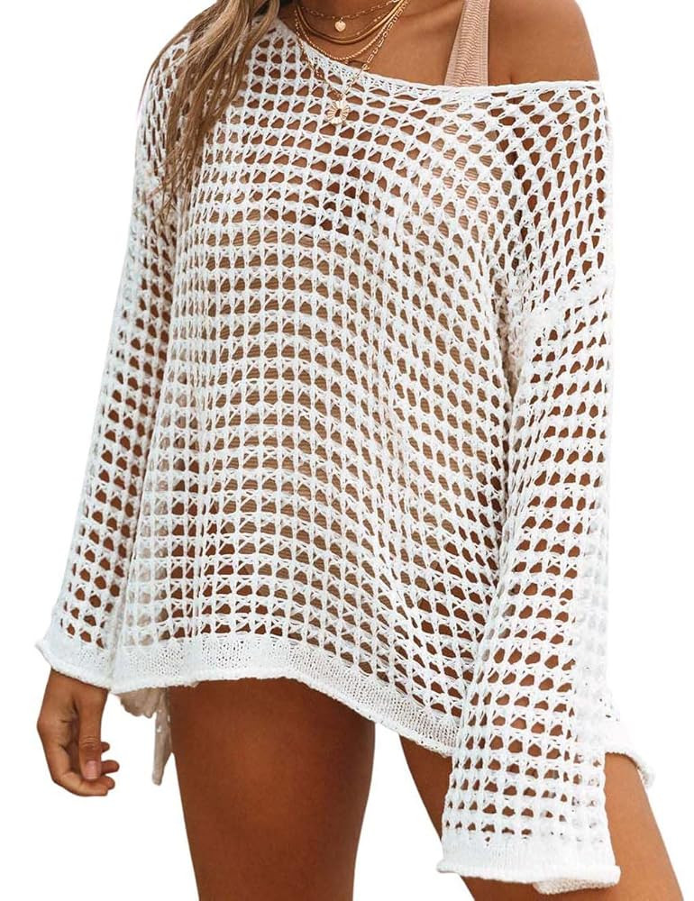 Bsubseach Crochet Cover Ups for Women Sexy Hollow Out Swim Cover Up Knit Summer Outfits | Amazon (US)