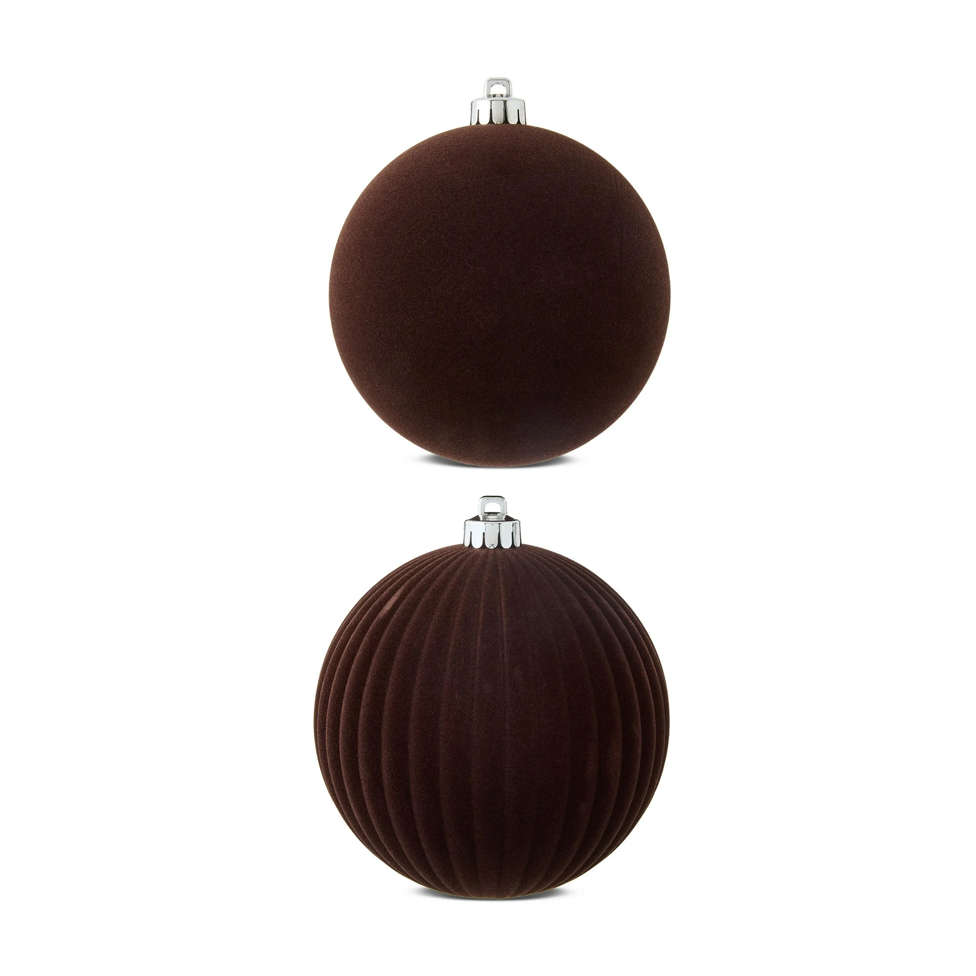 2 Count Dark Brown Velvet-Feel Jumbo Shatterproof Christmas Ornaments, 5.9", by Holiday Time | Walmart (US)