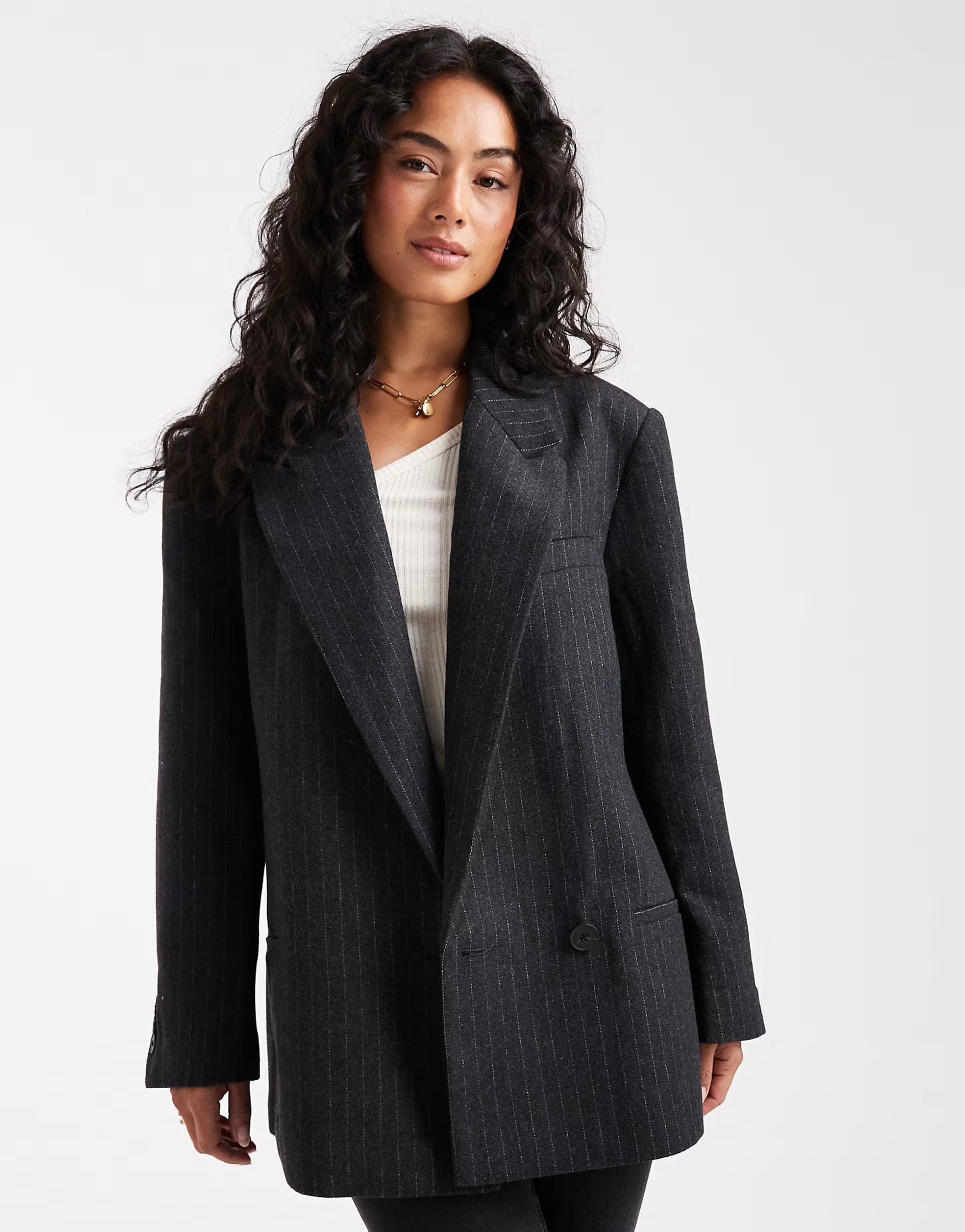 ASOS DESIGN wool blend pinstripe formal blazer in charcoal | ASOS | ASOS (Global)