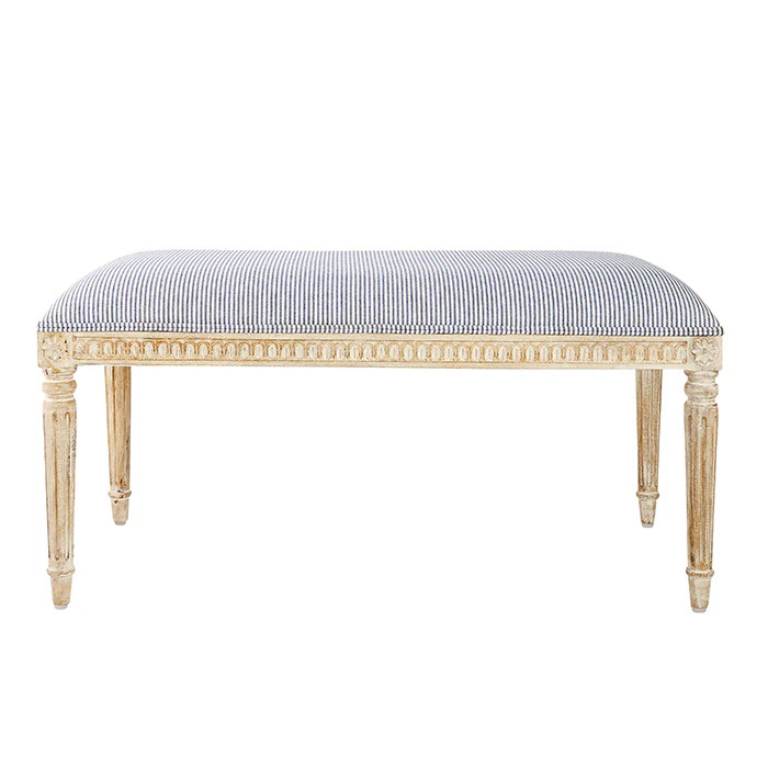 Tulie Bench in Navy French Stripe | Caitlin Wilson Design