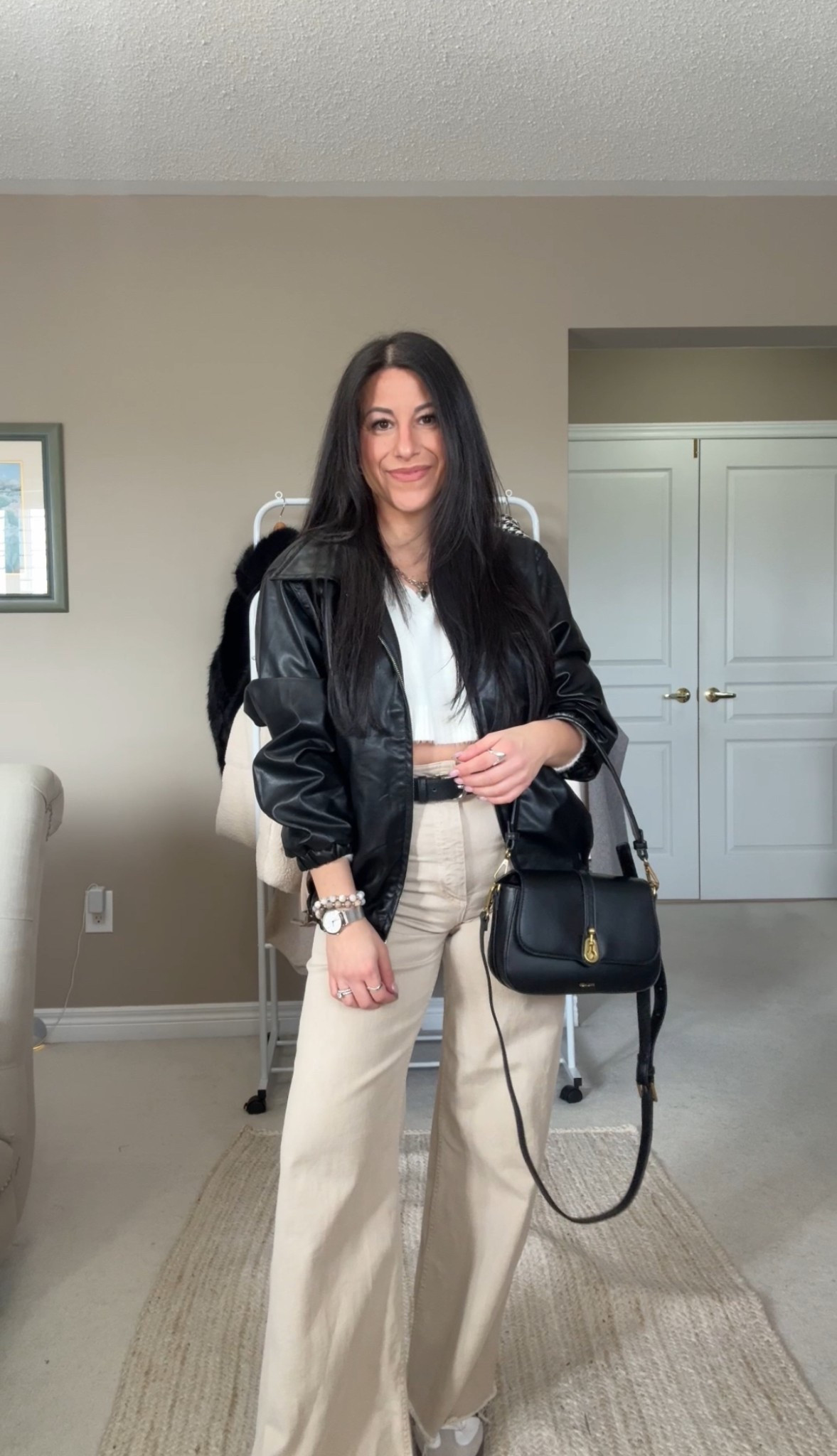 Such a cute neutral spring look! Love this oversized bomber, I got a size large for an oversized look! Create the same look with pieces I’ve linked. 

The handbag is Pixie Mood: use code Claudia15 to save ✨ 

#LTKpetite #LTKspring #LTKcanada