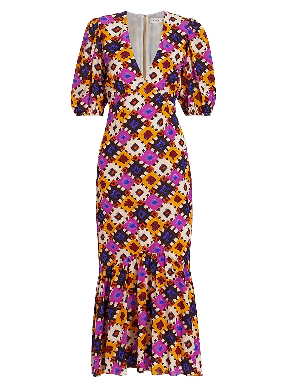 Women's Ester Geometric V-Neck Midi-Dress - Aquarelle - Size 6 | Saks Fifth Avenue