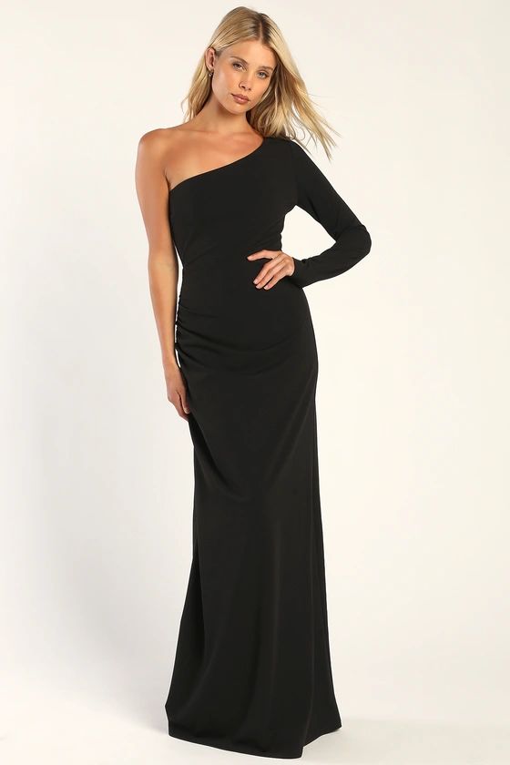One to Cherish Black One-Shoulder Maxi Dress | Lulus (US)