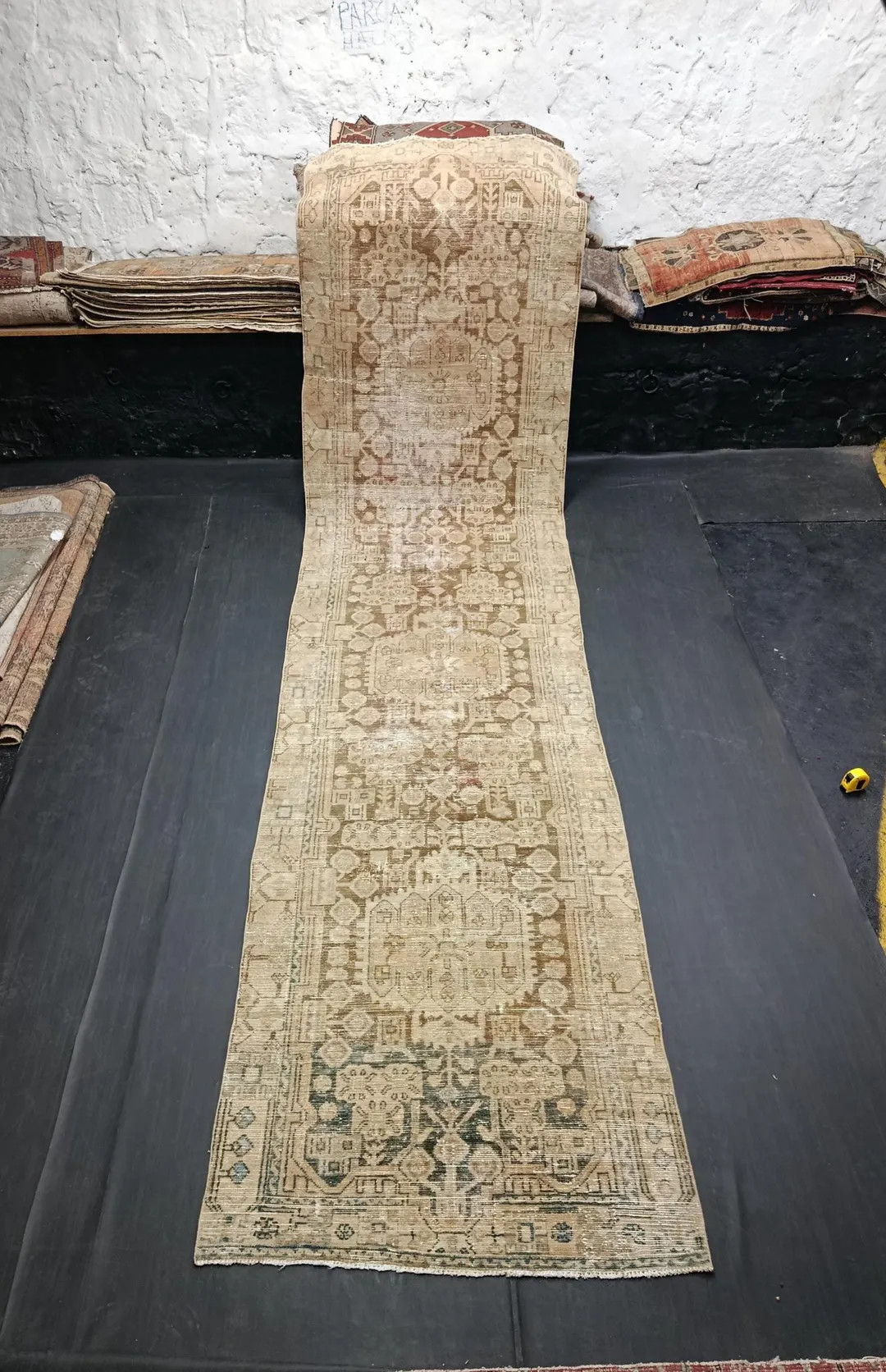 3.4x12.1ft, Vintage Beige Azerbaijan Entryway Runner, Large Antique Caucasian Beige Handmade Rug, | Etsy (US)