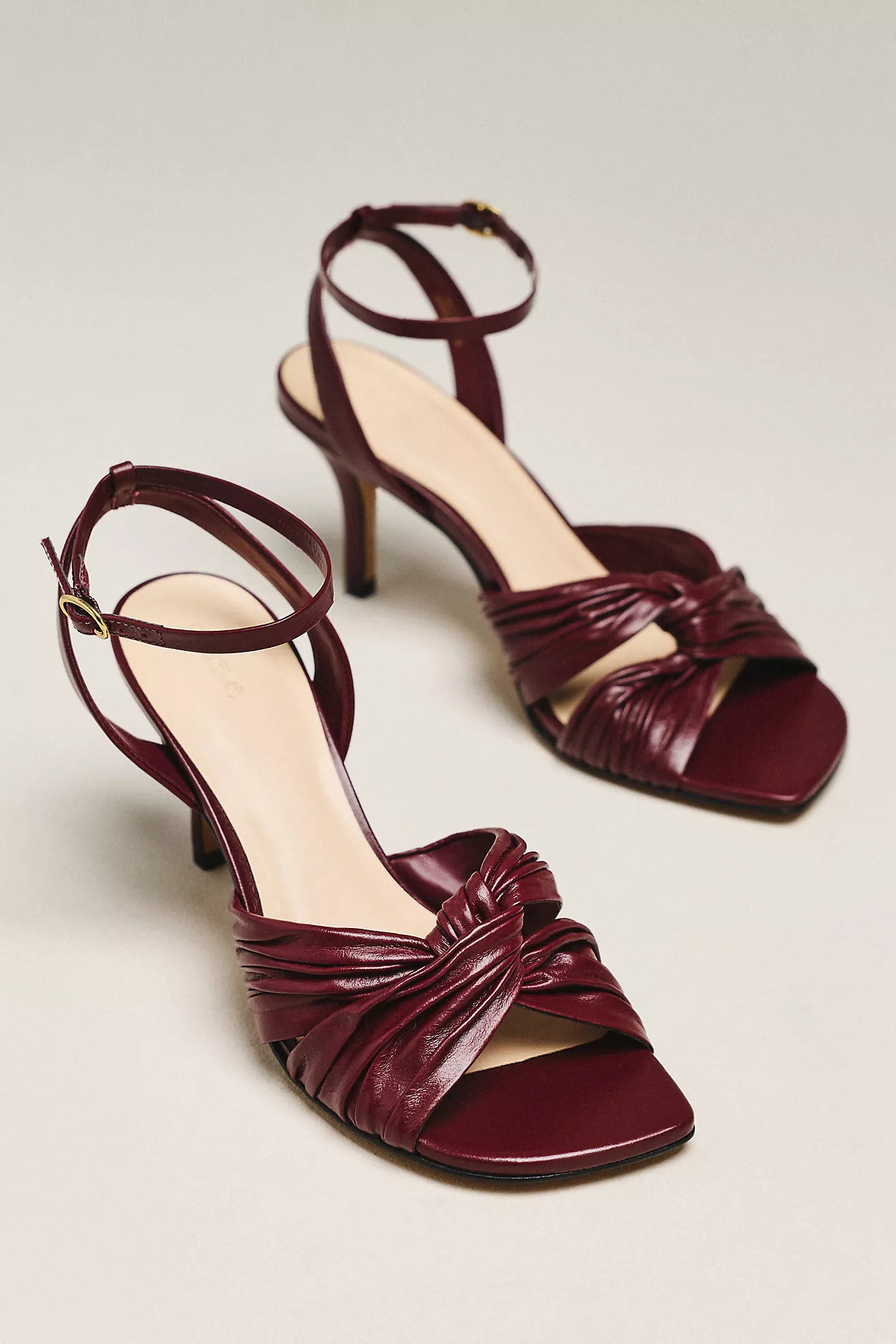 Maeve Leather Cross Ankle-Strap Heeled Sandals | Anthropologie (US)