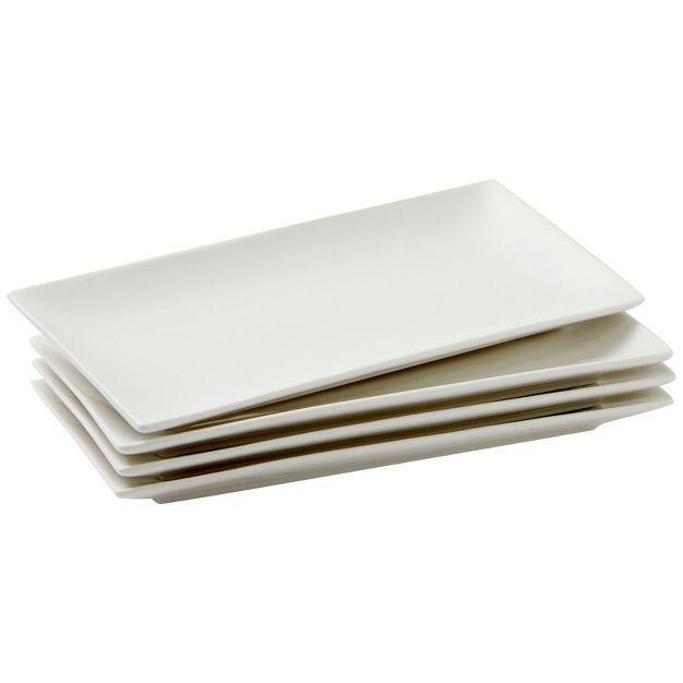 Juvale White Ceramic Serving Platter Trays, Set of 4 Rectangular Appetizer Plates, 9.5 Inches | Target