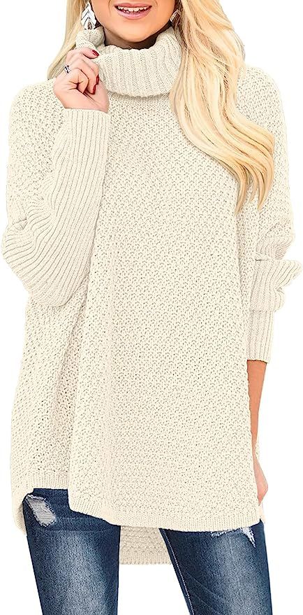 DOROSE Women's Oversized Turtleneck Long Sleeve Casual Pullover Knit Tunic Sweater | Amazon (US)