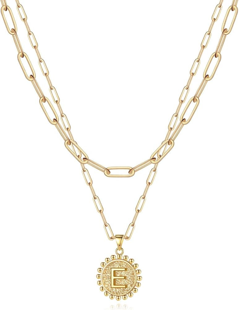 Yoosteel Gold Initial Necklaces for Women Girls, 14K Gold Plated Dainty Layering Paperclip Link C... | Amazon (US)