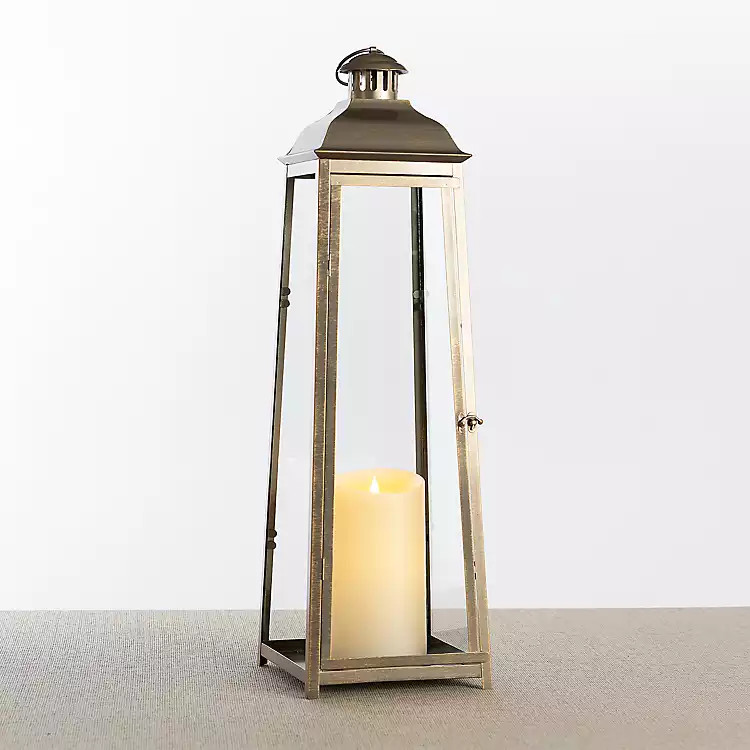 Brushed Gold Ecru Lantern, 30 in. | Kirkland's Home
