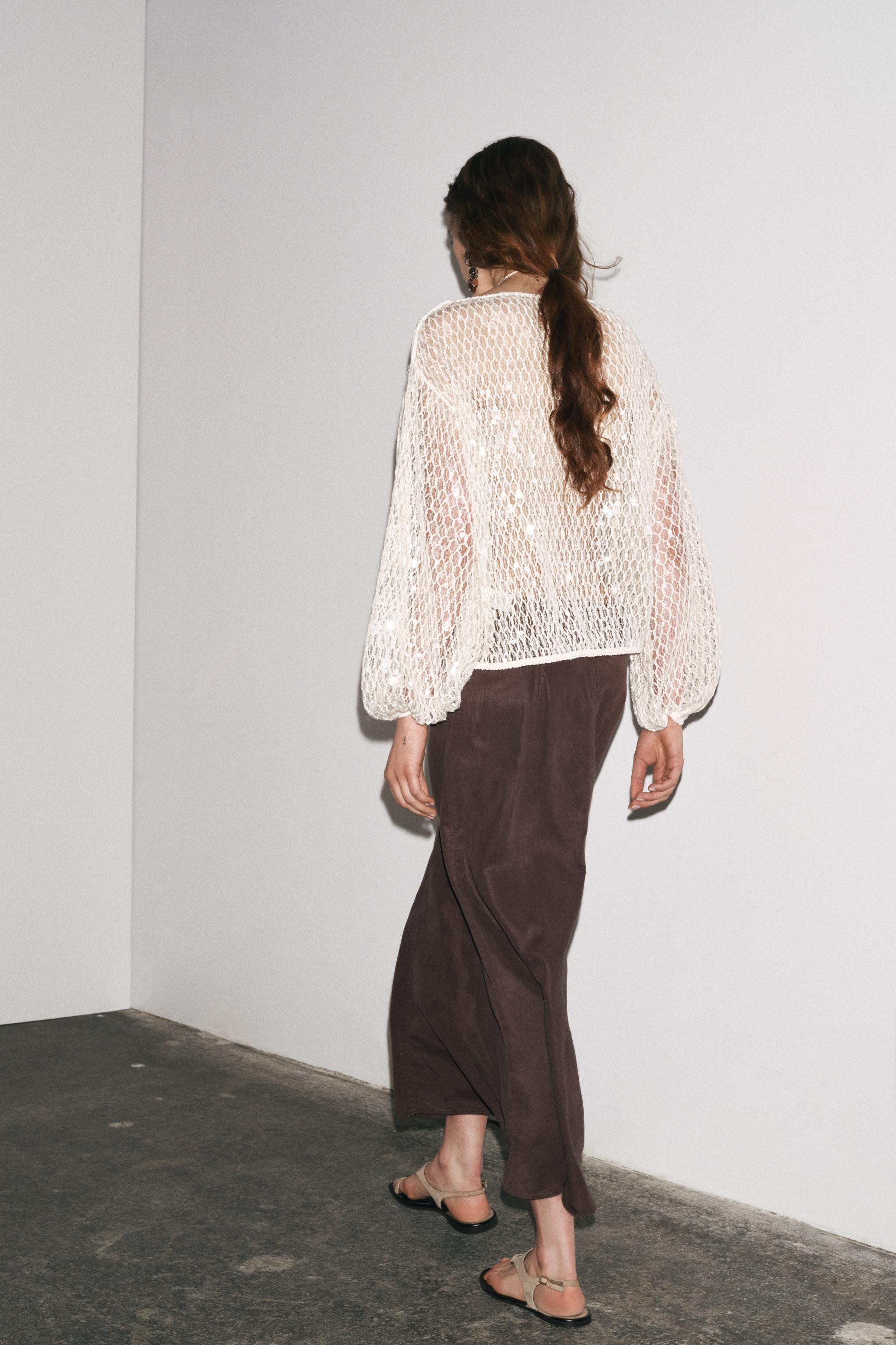 OPEN KNIT SEQUIN TOP ZW COLLECTION | Zara US