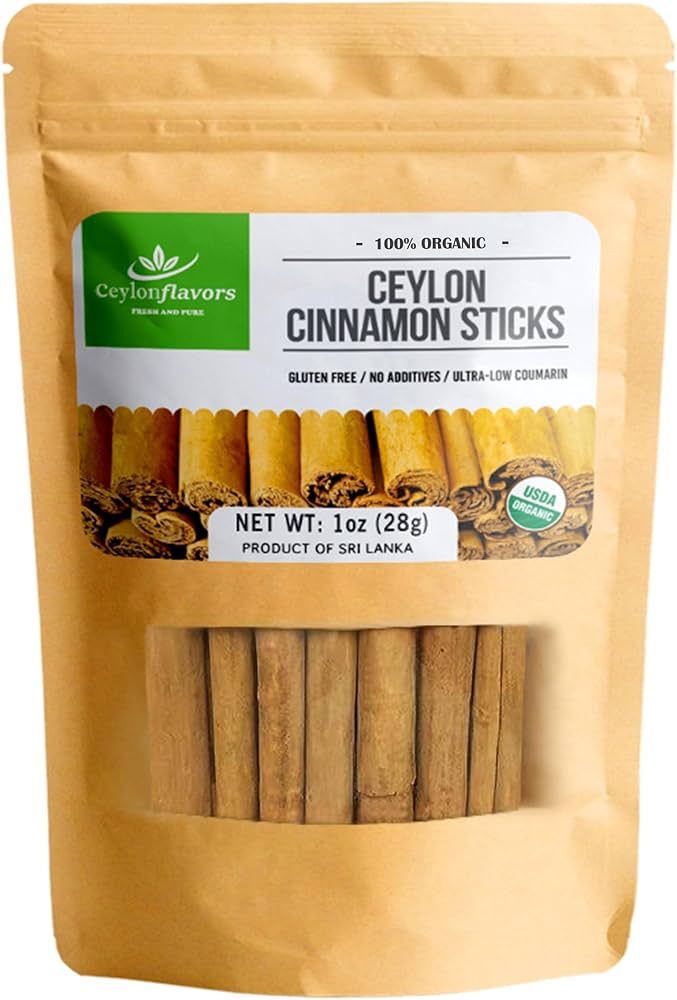 Organic Ceylon cinnamon sticks, True or Real Cinnamon, Premium Grade, Harvested from a USDA Certi... | Amazon (US)