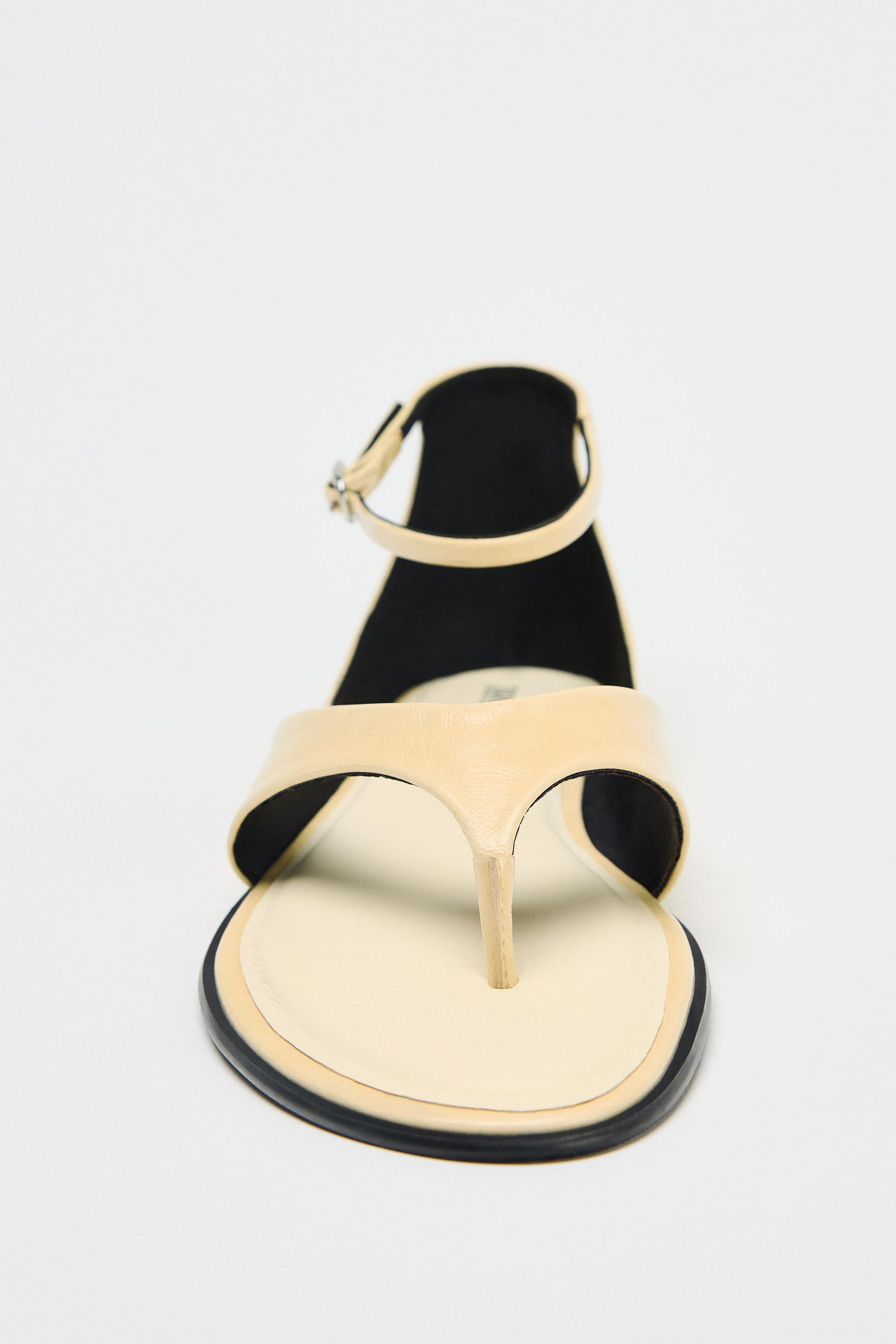 LEATHER TOE POST SANDALS | Zara UK