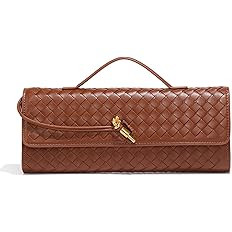 Women's for Woven Evening Bags Vegan Leather Clutch Handbags, Trendy Crossbody Bag Clutch Purses | Amazon (US)